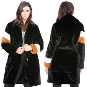Stylish Color block  faux fur stylish coats